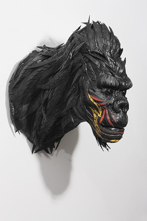 Sculptures made of recycled tires by Yong Ho Ji.