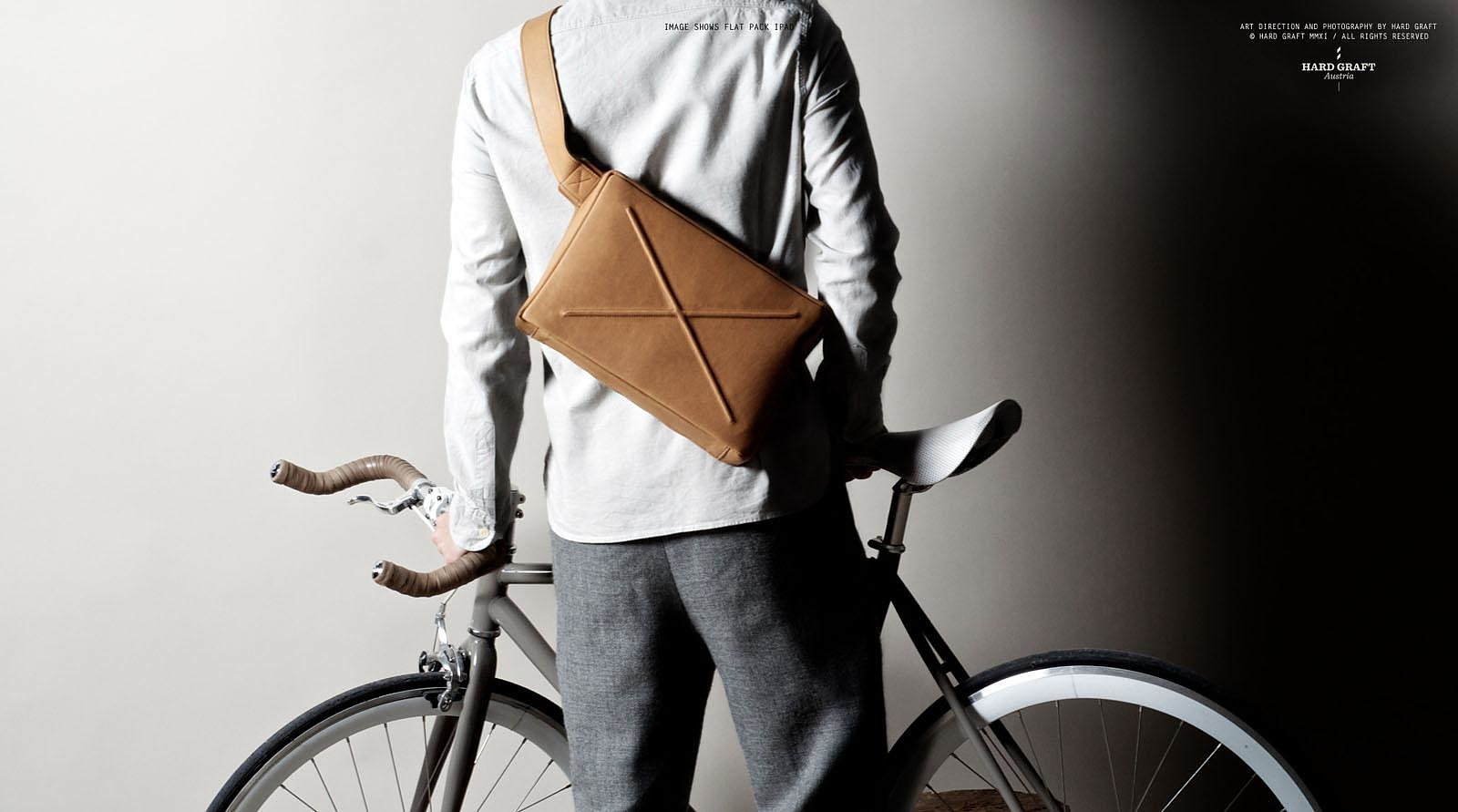 Flat Pack Leather Laptop Bag by Hard Graft.