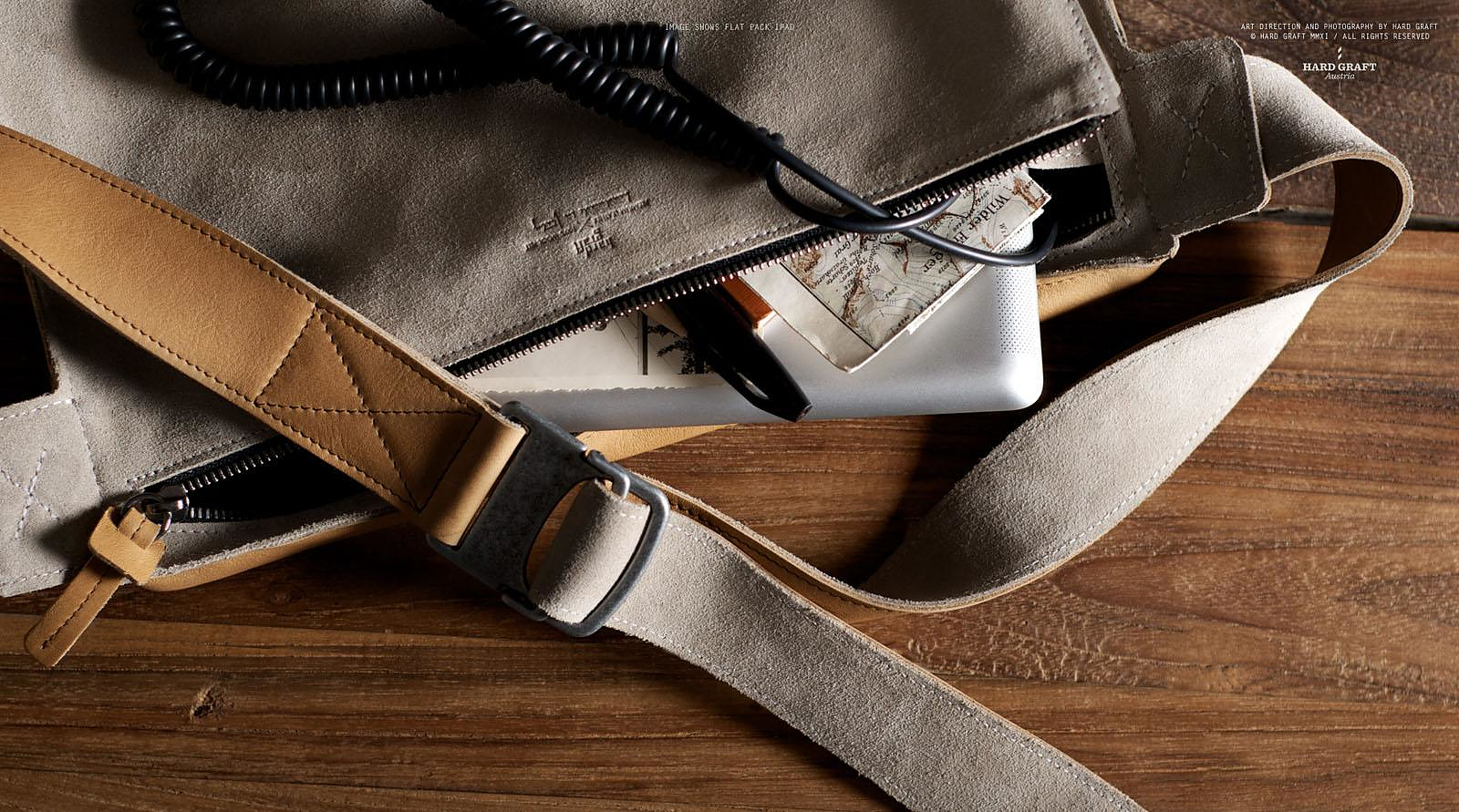 Flat Pack Leather Laptop Bag by Hard Graft.