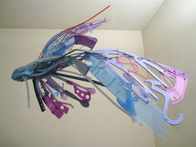 Amazing animal sculptures made of salvaged plastic by Sayaka Ganz.