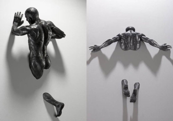 Figurative Sculptures Embedded in Walls by Matteo Pugliese