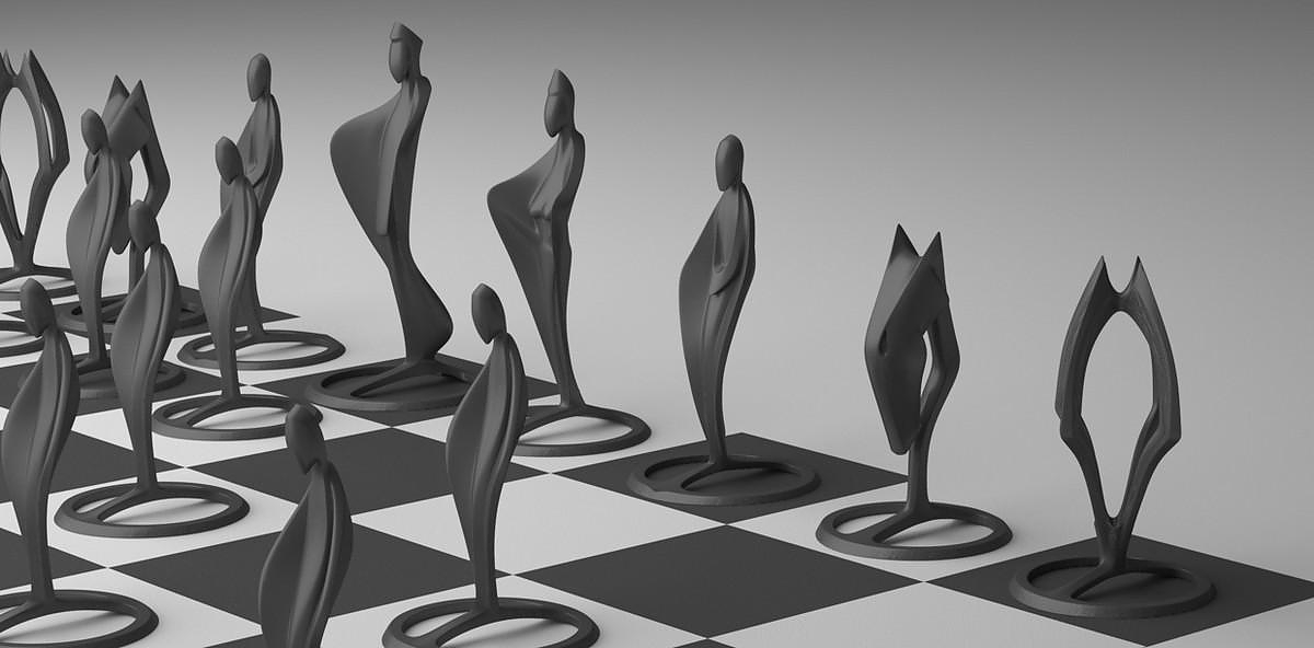 Pandov Chess Set, a Sculptural Work of Art by Lucian Popescu.