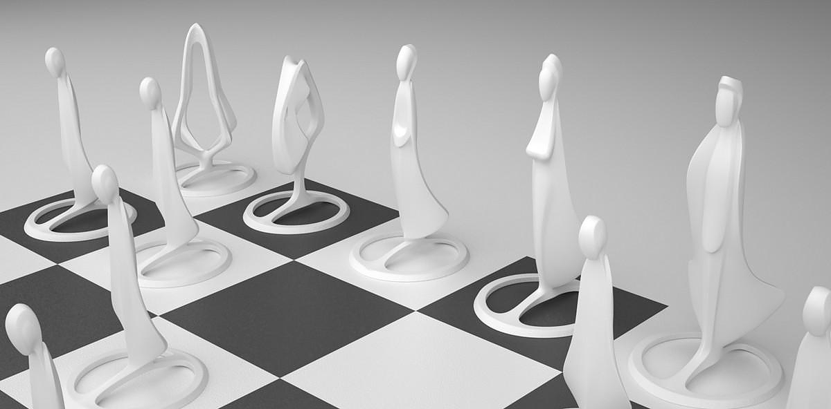 Pandov Chess Set, a Sculptural Work of Art by Lucian Popescu.