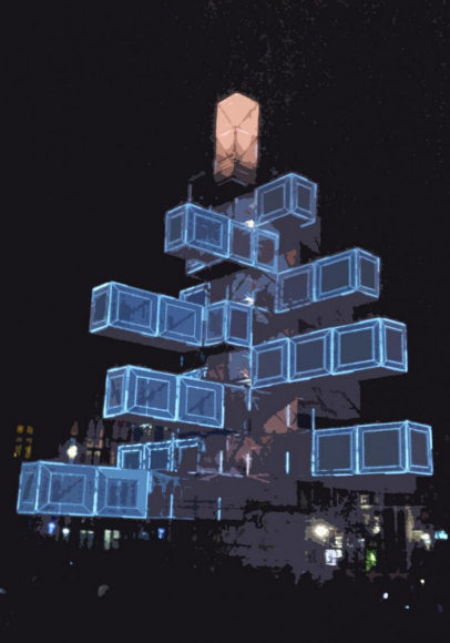 Ένα Χριστουγεννιάτικο Δέντρο Εγκατάσταση Φωτός στις Βρυξέλλες.