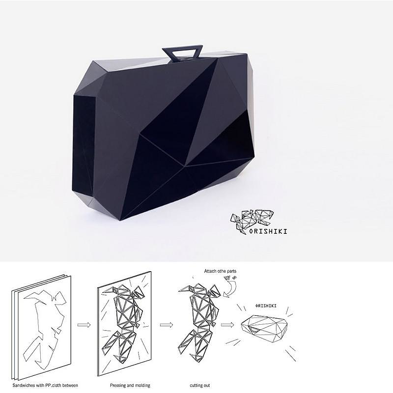 Orishiki, an Origami inspired Clutch Hand Bag by Naoki Kawamoto.