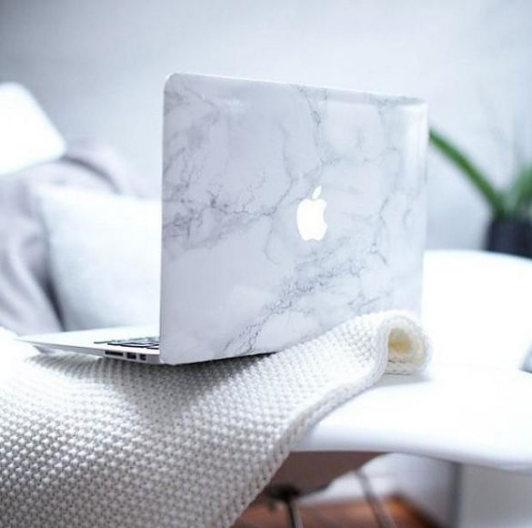 White Marble Laptop Decal for MacBook