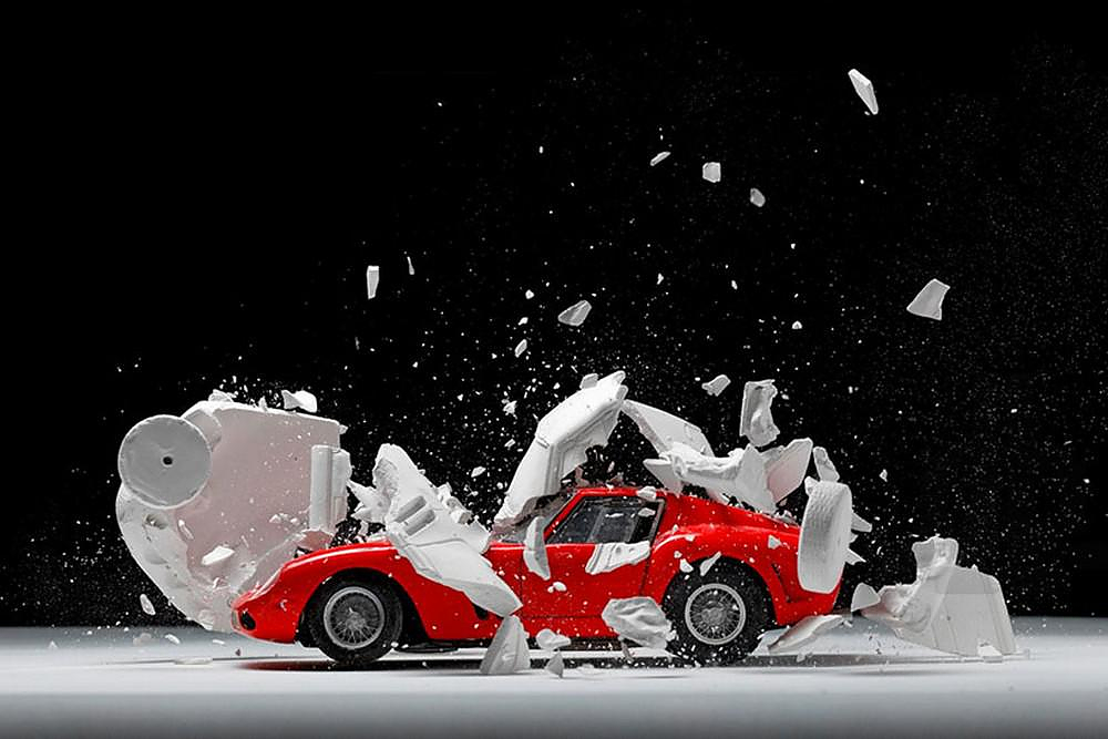 Amazing exploding photographs of classic sports cars by Fabian Oefner.