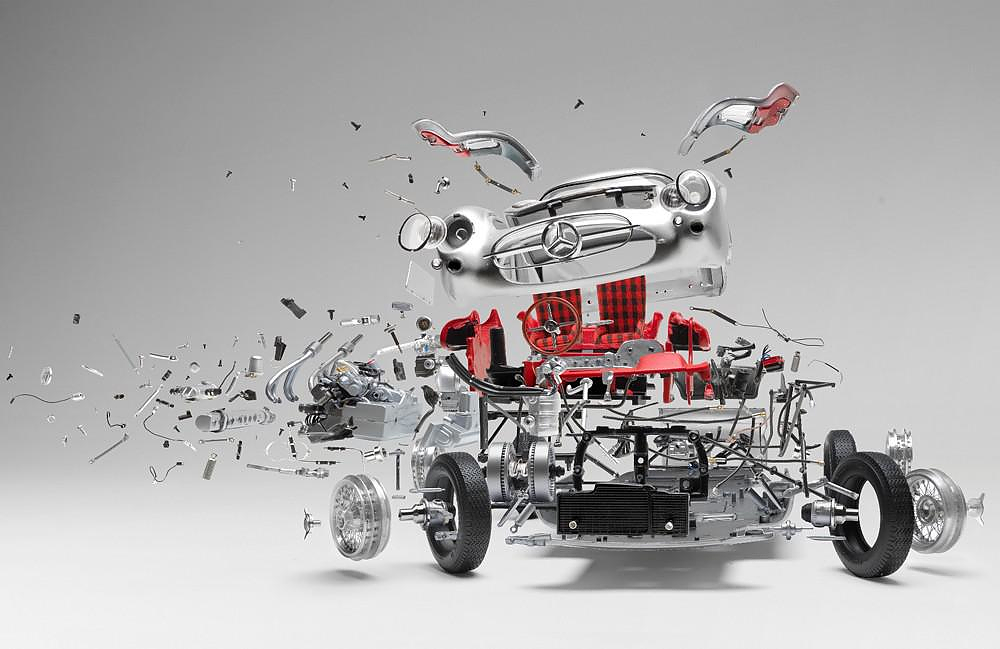 Amazing exploding photographs of classic sports cars by Fabian Oefner.