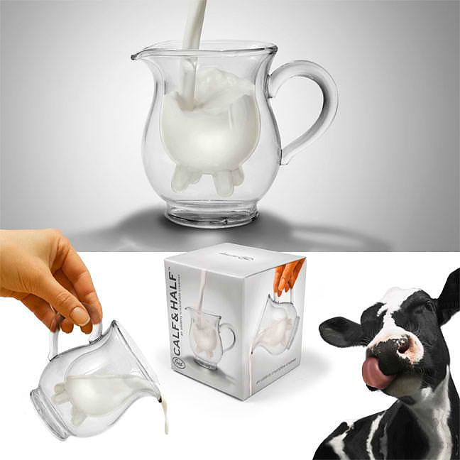 Carafe double wall udder cow milk jug