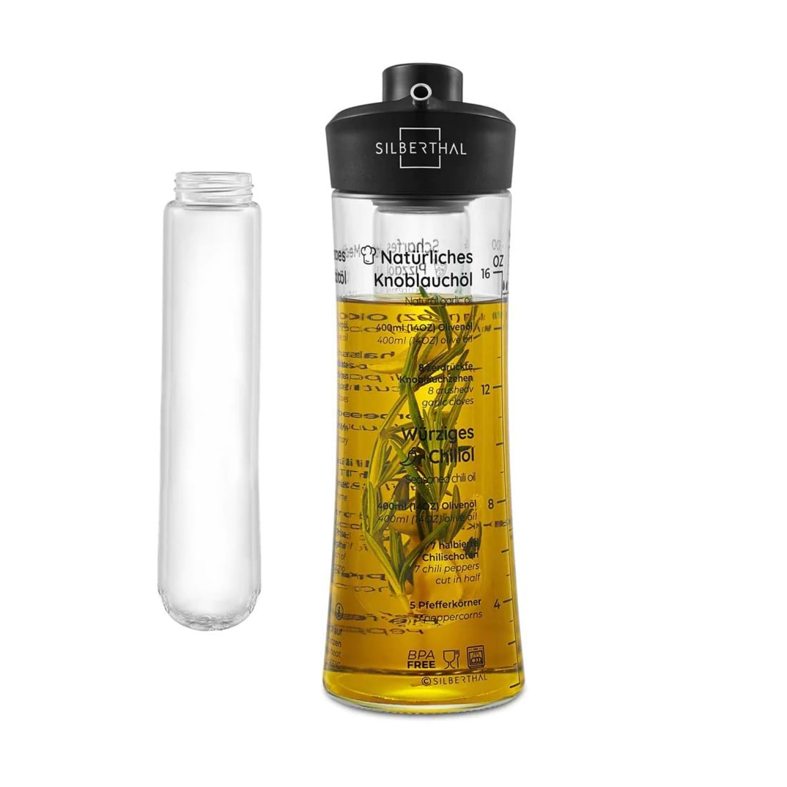 Γυάλινο Μπουκάλι Λαδιού / Ξυδιού με Φίλτρο Αρωματισμού 500ml - Silberthal