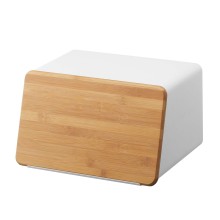 TOWER Ψωμιέρα / Κουτί Οργάνωσης με Ξύλο Κοπής (Λευκό) - Yamazaki