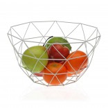 Geometric White Metal Fruit Basket - Versa