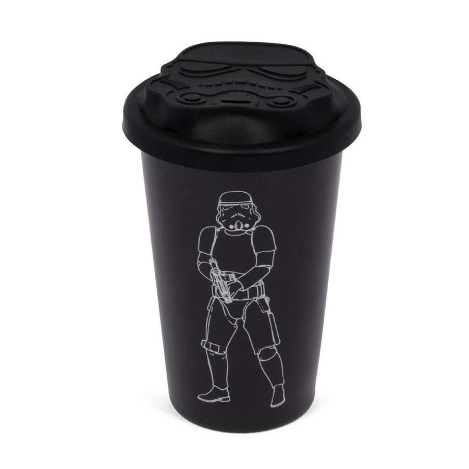 Original Stormtrooper Ceramic Coffee Mug with Silicone Lid (Black) - Thumbs Up
