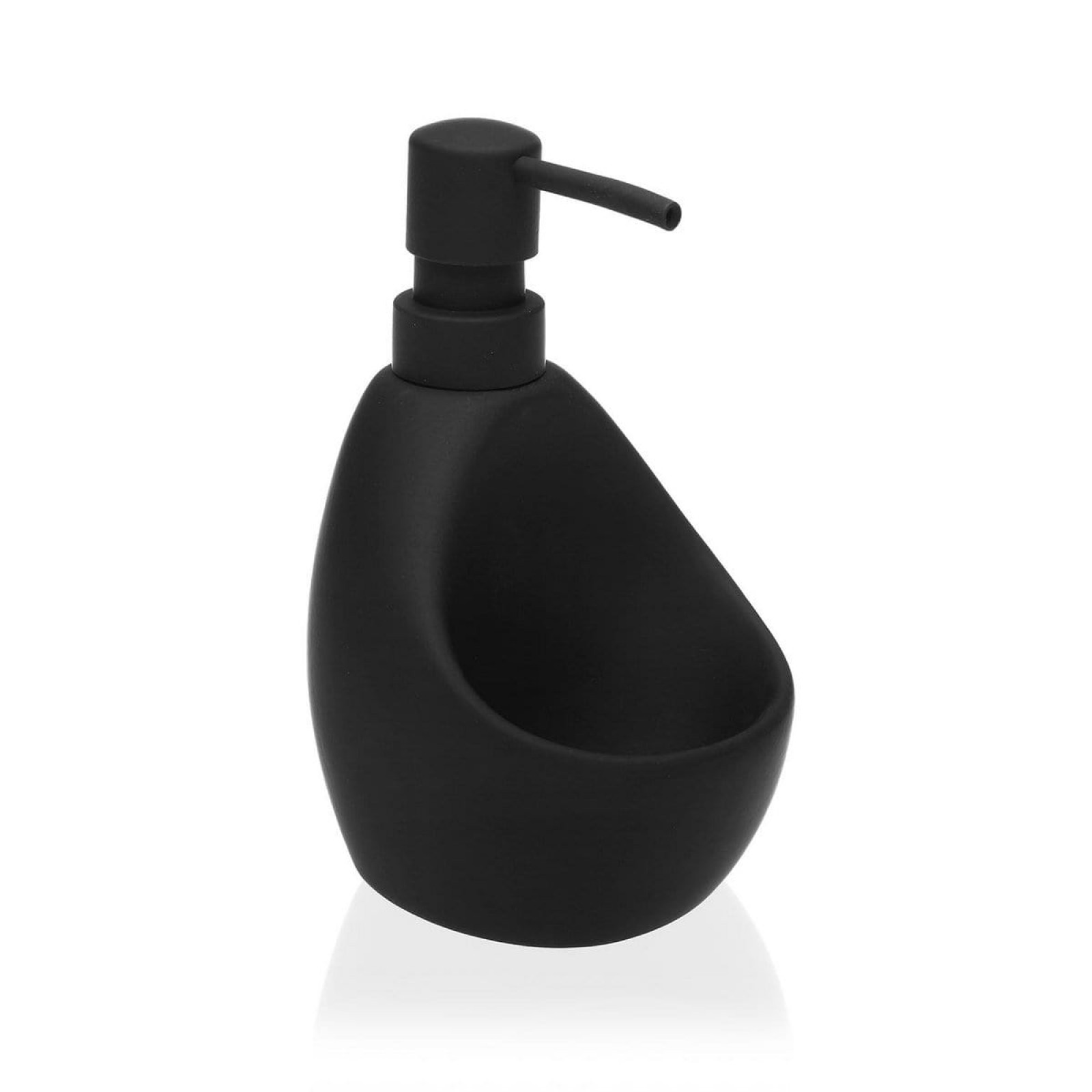 Ceramic Soap Pump With Sponge Holder (Black) - Versa