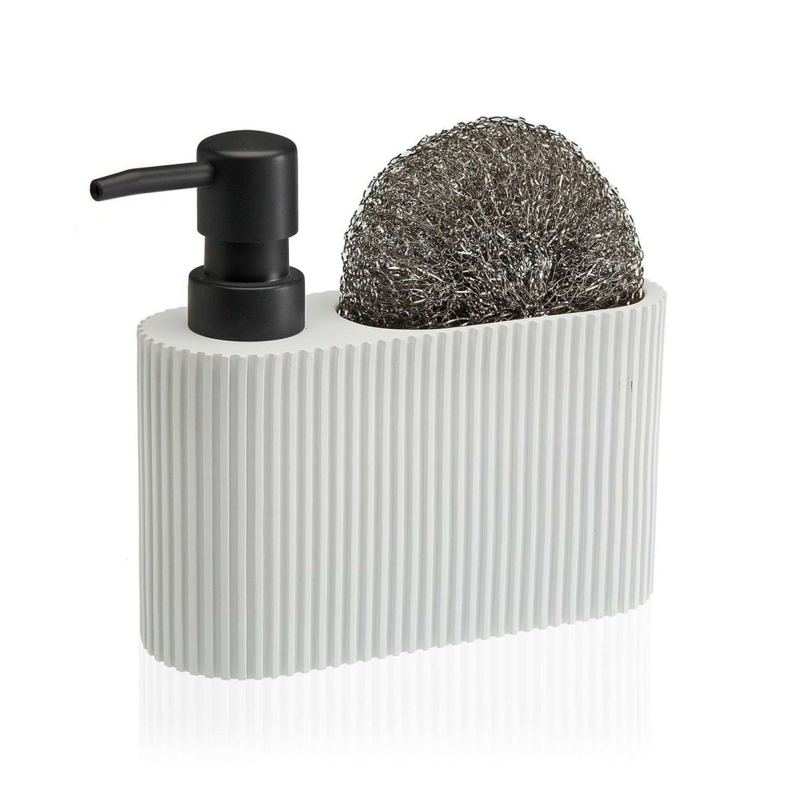 Lines Soap Pump With Sponge Holder (White) - Versa