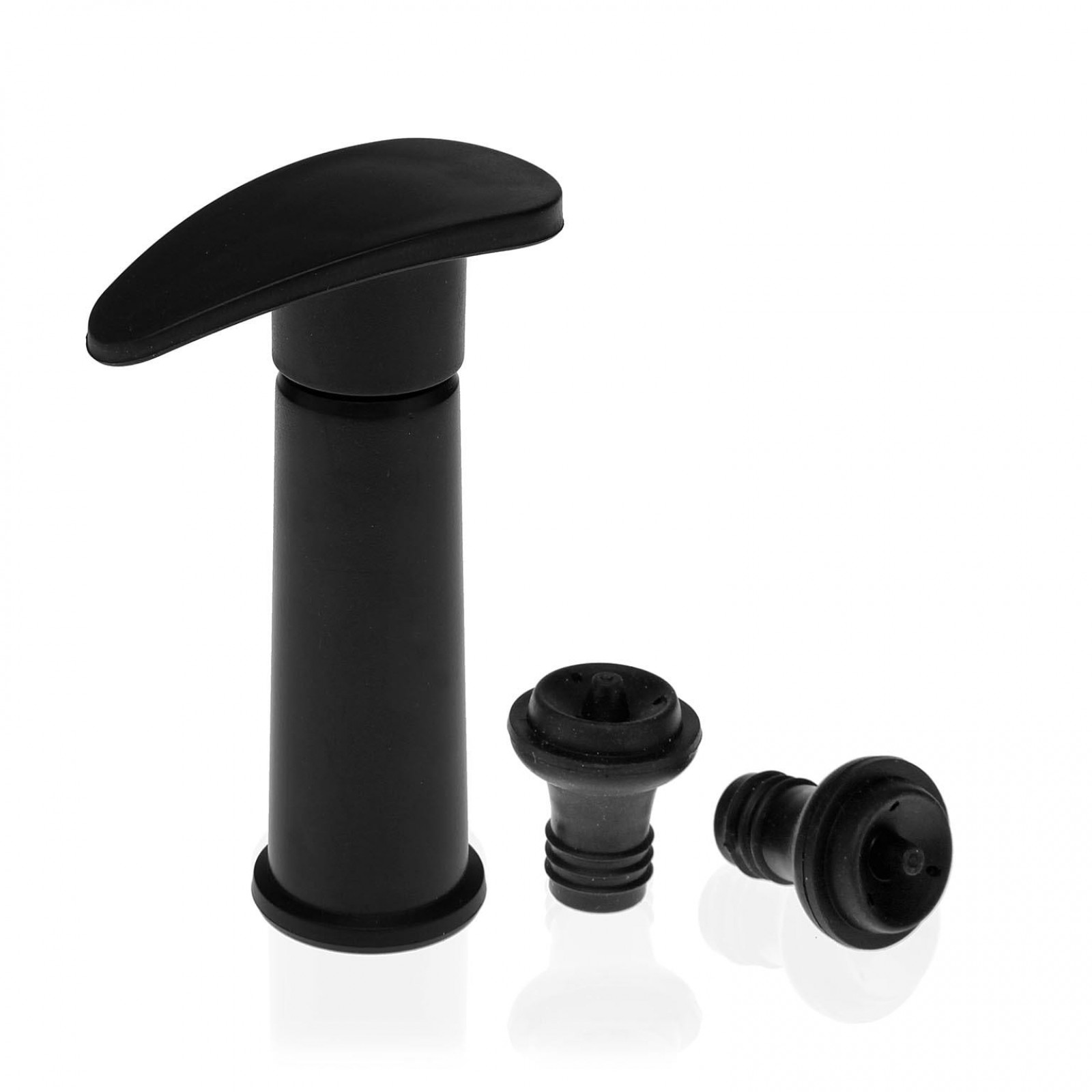 Wine Pump Set with 2 Stoppers (Black) - Versa