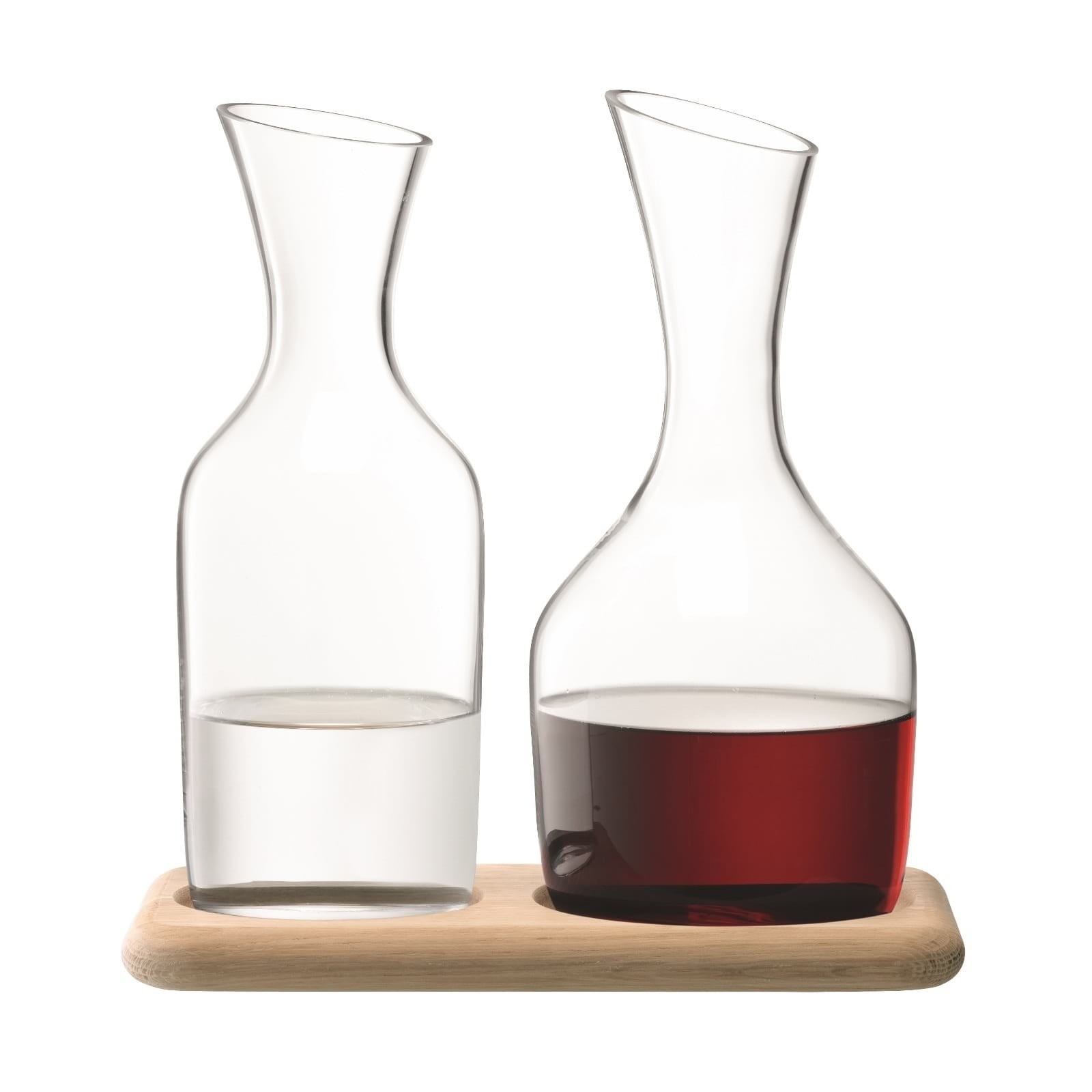 Wine and Water Carafe Set with Oak Base 1.2L & 1.4L (Clear) - LSA
