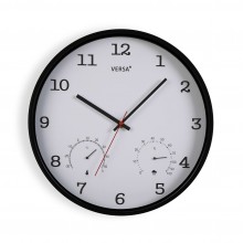Analogue Wall Clock with Thermometer & Hygrometer (White) - Versa