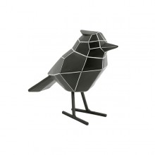 Origami Bird Statue Large (Black / White Stripes) - Present Time