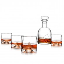 The Peaks Whiskey Set 4 Glasses & Decanter Carafe 1L