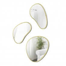 Hubba Pebble Set of 3 Wall Mirrors (Brass) - Umbra