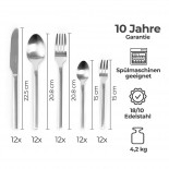 30 Pieces Cutlery Set for 6 People Matte Stainless Steel - Silberthal