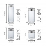 Airtight Storage Jars with Cap Click Mechanism Set of 4 (Glass / Steel) - Silberthal