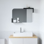 Alcove Wall Mirror With Shelves (Black) - Umbra