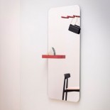 Benvenuto Wall Mirror With Shelf & Hangers (Red) - Miniforms