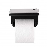 MODO Wall Mount Toilet Roll Holder with Shelf  (Black) - Blomus
