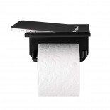 MODO Wall Mount Toilet Roll Holder with Shelf  (Black) - Blomus