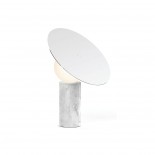 Bola Disc Table Lamp (Chrome / Carrera White Marble) - Pablo Designs