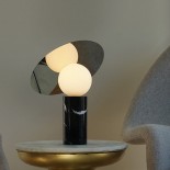 Bola Disc Table Lamp (Gunmetal / Marquina Black Marble) - Pablo Designs