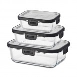 Food Storage Container Set of 3 Airtight (Glass / Steel) - Silberthal