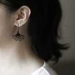 Ginkgo Earrings S (Black) - Moorigin