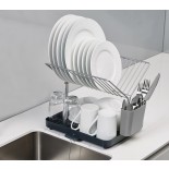 Y-Rack™ 2-Tier Self Draining Dish Rack (Grey) - Joseph Joseph