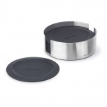 LARETO Round Coasters with Steel Holder Set of 6 (Black) - Blomus
