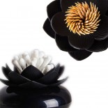 Lotus Cotton Bud / Toothpick Holder (Black) - Qualy