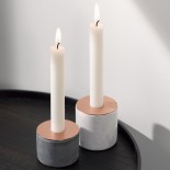Chunk of Marble Candle Holder Large (White / Copper) - Menu