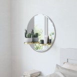 Perch Round Wall Mirror 61cm with Shelves (Brass) - Umbra