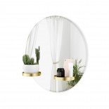 Perch Round Wall Mirror 61cm with Shelves (Brass) - Umbra