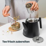 Teapot with Strainer Double Walled Stainless Steel 1L (Black Matte) - Silberthal