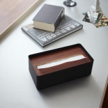 Rin Tissue Box with Lid (Black / Brown) - Yamazaki