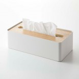 Rin Tissue Box with Lid (White / Natural) - Yamazaki