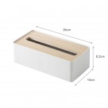 Rin Tissue Box with Lid (White / Natural) - Yamazaki