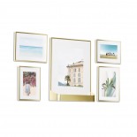 Matinee Wall Photo Frame Set of 5 (Mat Brass) - Umbra