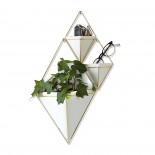 Trigg Small Hanging Wall Planter & Vase Set of 2 (White / Brass) - Umbra