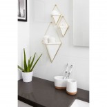 Trigg Large Hanging Wall Planter & Vase (White / Brass) - Umbra
