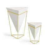 Trigg Vase & Pencil Holder Set of 2 (White / Brass) - Umbra