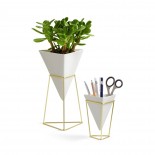 Trigg Vase & Pencil Holder Set of 2 (White / Brass) - Umbra